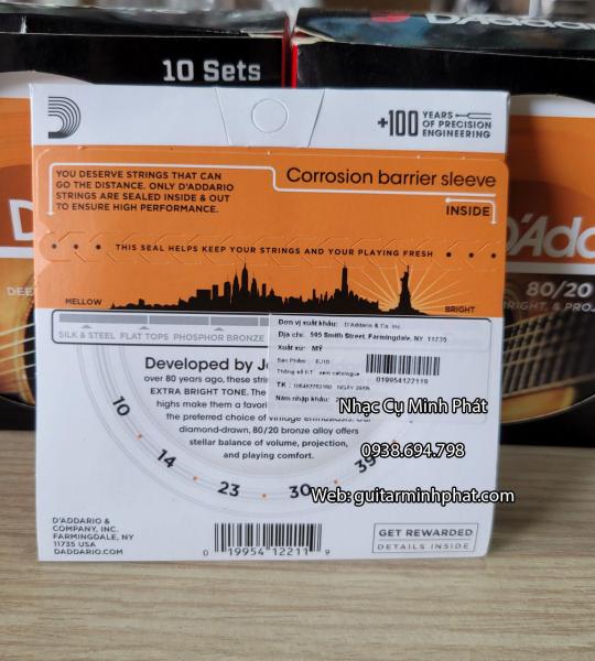 Dây đàn guitar acoustic D’Addario EJ10